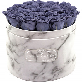 Eternity Grey Roses & Large White Marble Flowerbox