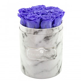 Eternity Lavender Roses & Small White Marble Flowerbox