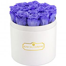 Eternity Lavender Roses & Round White Flowerbox