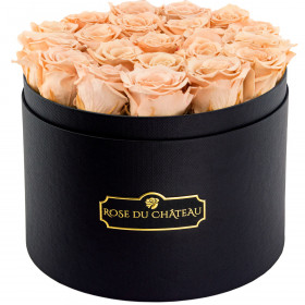 Eternity Peach Roses & Large Black Flowerbox