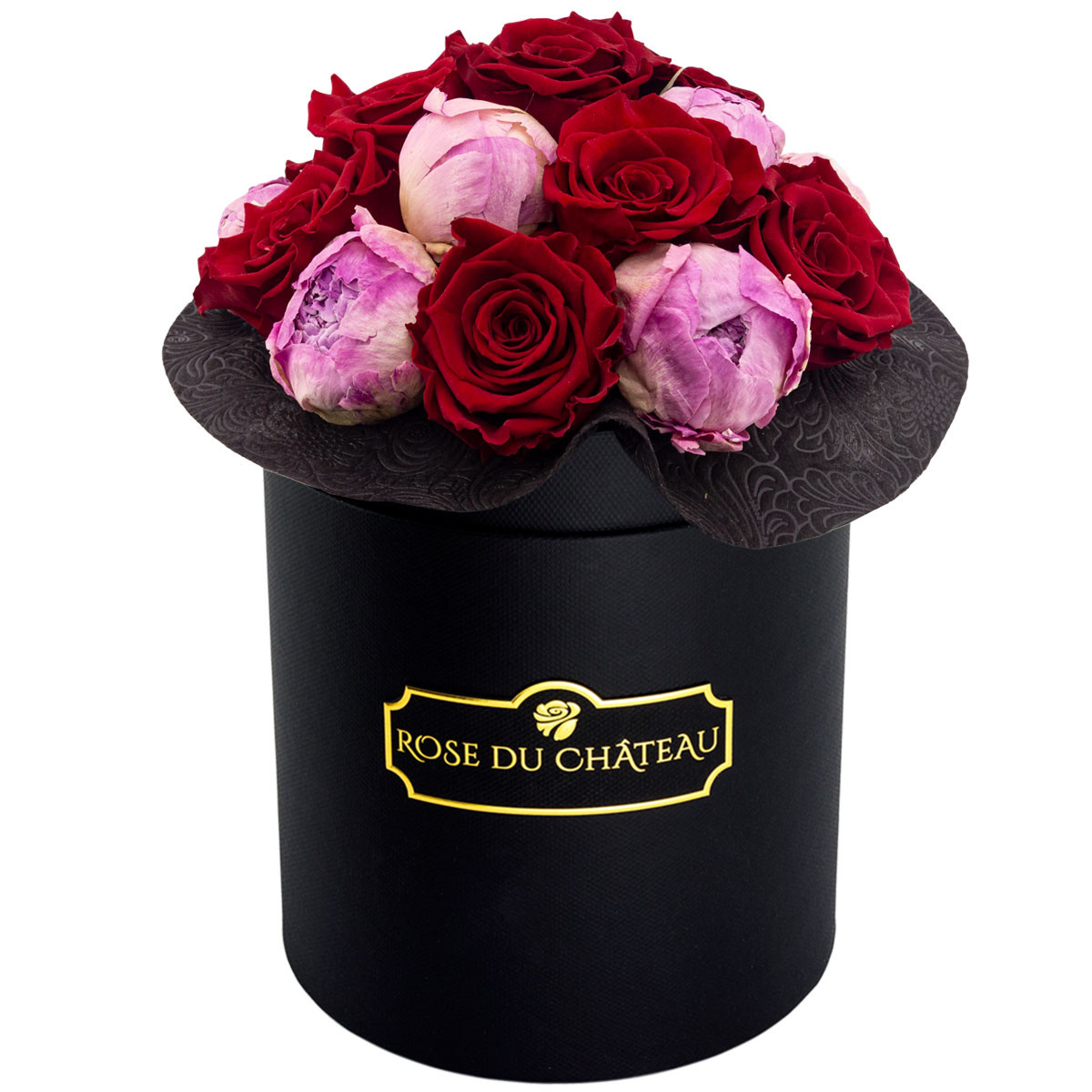 Pinky Red Éternelle Bouquet Dans une Flowerbox Noire | Boutique de fleurs  en ligne Rose du Château