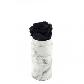 Rose Éternelle Noire Dans Une Mini Flowerbox Marbre Blanche