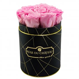 Roses Éternelles Roses Pâles Dans Une Petite Flowerbox Noir Industriel