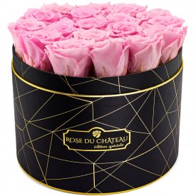 Roses Éternelles Roses Pâles Dans Une Grande Flowerbox Noir Industriel
