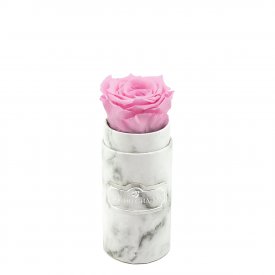 Rose Éternelle Rose Pâle Dans Une Mini Flowerbox Marbre Blanche