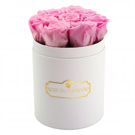 Roses Éternelles Roses Pâles Dans une Petite Flowerbox Blanche
