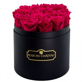 Roses Éternelles Roses Dans une Flowerbox Ronde Noire
