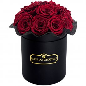 Roses Éternelles Rouges Bouquet Dans une Flowerbox Noire