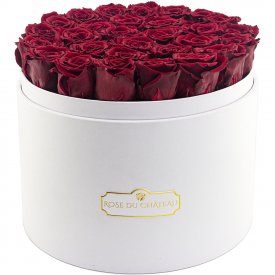 Roses Éternelles Rouges Dans une Mega Flowerbox Blanche