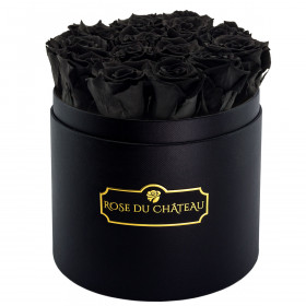 Roses Éternelles Noires Dans Une Flowerbox Ronde Noire