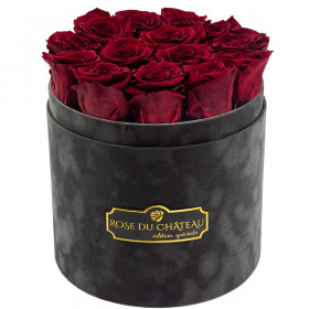 Roses Éternelles Rouges Dans Flowerbox Anthracite Floquée 