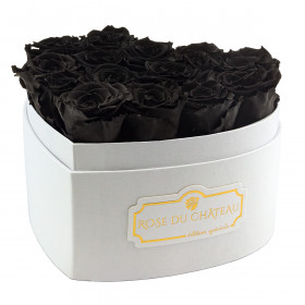 Černé věčné růže v bílém boxu heart