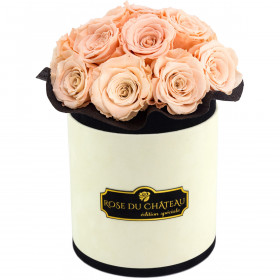 ČAJOVÉ věčné růže bouquet v BÉŽOVÉM flowerboxu