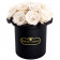 Bílé věčné růže bouquet v černém flowerboxu