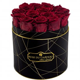 Rote Ewige Rosen in schwarzer Industrial Rosenbox