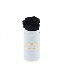 Schwarze Ewige Rose in weißer Mini Rosenbox