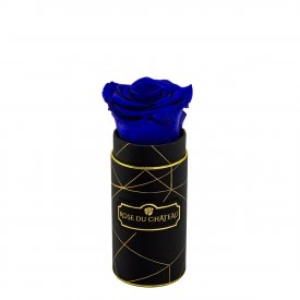 Blaue Ewige Rose in Schwarzer Industrial Mini Rundbox