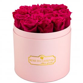 Rosafarbene Ewige Rosen in rosafarbener Rosenbox