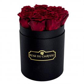 Rote Ewige Rosen in schwarzer Rosenbox Small