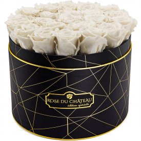 Weiße Ewige Rosen in schwarzer Industrial Rosenbox Large