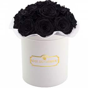 Schwarze Ewige Rosen Bouquet in weißer marmotieren Rosenbox