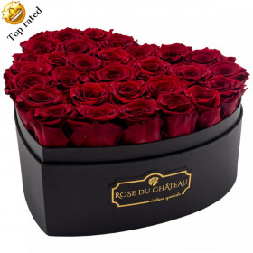Rote Ewige Rosen in herzförmiger Rosenbox Large