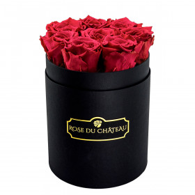 Rosafarbene Ewige Rosen in schwarzer Rosenbox Small