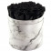 Schwarze Ewige Rosen in weißer marmorierter Rundbox