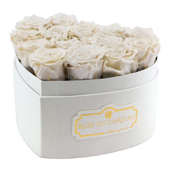 Eternity White Roses & Heart-Shaped White Box