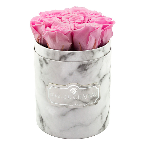 Eternity Pale Pink Roses & Small White Marble Flowerbox