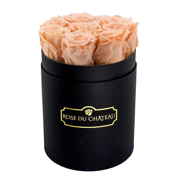 Eternity Peach Roses & Small Black Flowerbox
