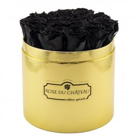 Eternity Black Roses & Golden Flowerbox