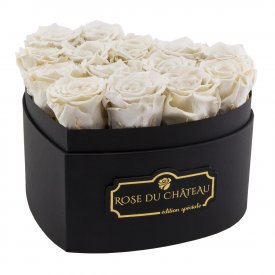 Eternity White Roses & Heart-Shaped Black Box