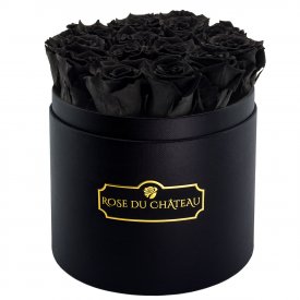 Eternity Black Roses & Round Black Flowerbox