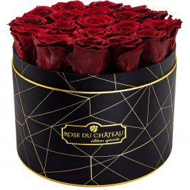 Red Eternity Roses & Black Industrial Flowerbox Large