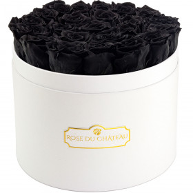 Eternity Black Roses & Large White Flowerbox