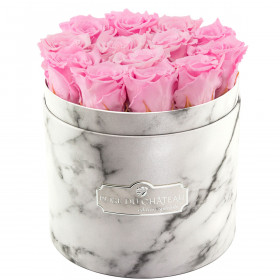 Eternity Pale Pink Roses & White Marble Flowerbox