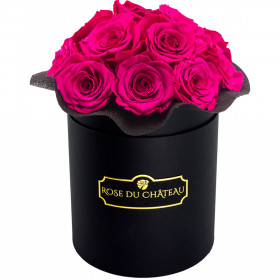 Eternity Pink Roses & Black Bouquet Flowerbox